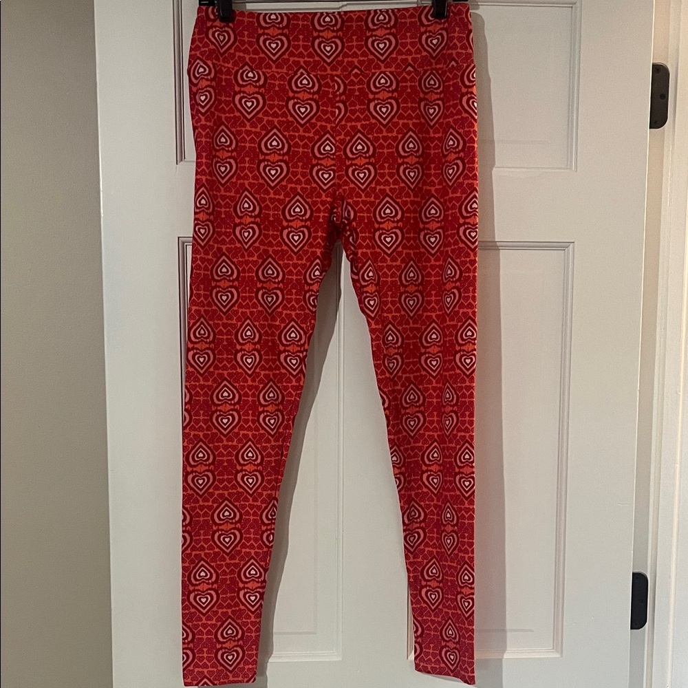 LuLaRoe Red Patterned Leggings